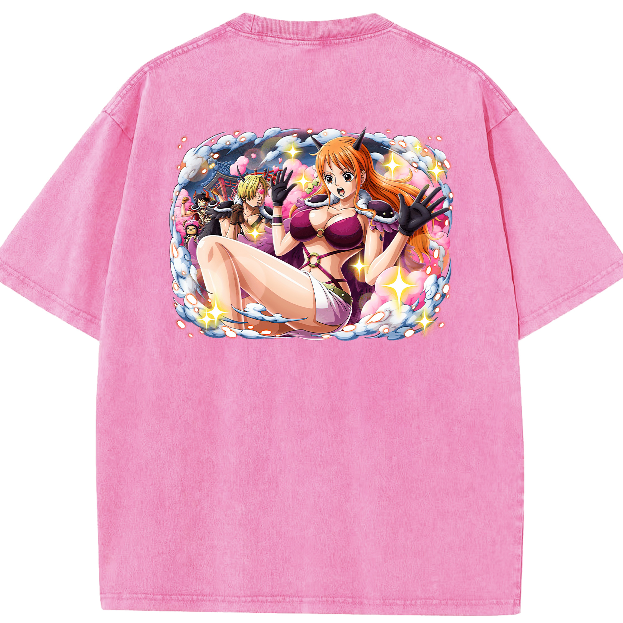 ワンピース ナミ ONE PIECE Nami 綿100% ヴィンテージ風 半袖Tシャツ（背面プリント）